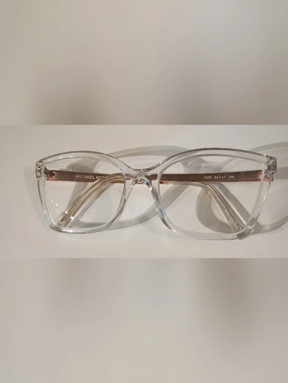 Michael Kors Clear Cat-Eye Frames with Rose Gold Temples